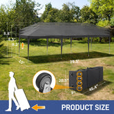 HAOYYE 10*29.5*8.8ft Folding Gazebo Tent with 6 Windows and 2 Doors, Oxford Cloth Canopy with 8 Sandbags and Rolling Tugboat Bag, Waterproof UV-Resistant Outdoor Event Shelter, Adjustable Height